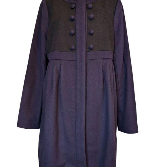 Tara Jarmon Paris eggplant color empire waist collarless feminine coat 44EU/10us - Picture 10 of 13